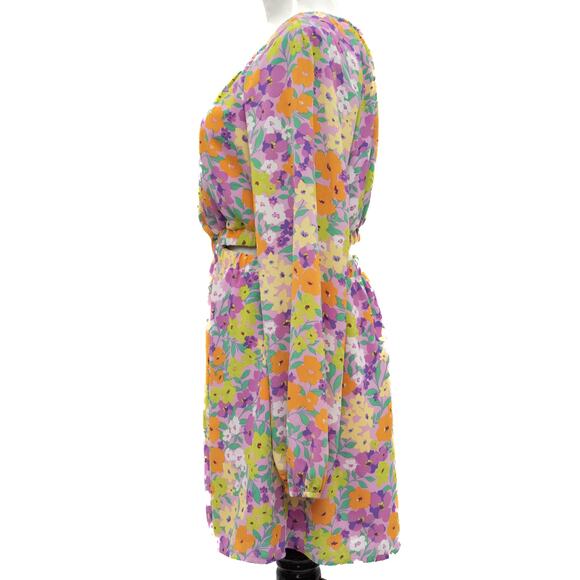 Sanctuary Floral Cutout Long Sleeve Mini Dress Size Small - Picture 3 of 8